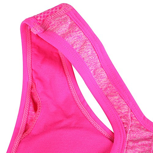 Women's Zipper Front Closure Sports Bra Racerback Yoga Bra - Pink, 4X-Large