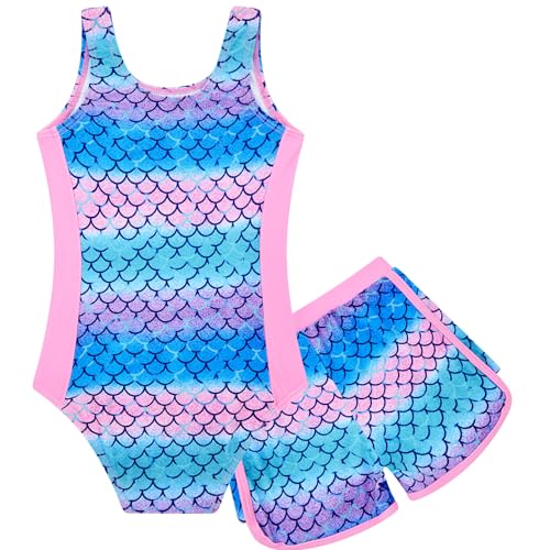 Toddler Girls One-Piece Swimsuit Bathing Suit with Shorts - Pink 4-5T