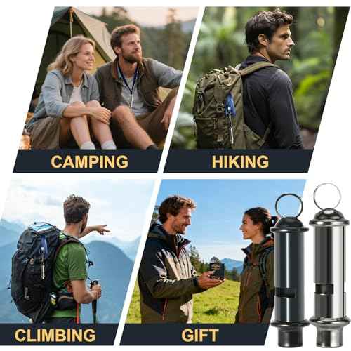 Dual Emergency Whistles (2 Pack) ? 120dB Survival Whistles for Hiking, Camping & Rescue ? Lightweight, Durable, One Silver & One Black