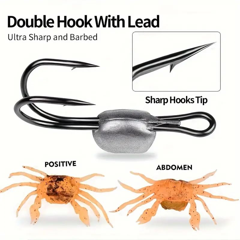 3pcs Bass Fishing Lures,Catfish Lures,Bionic Crab Baits for Octopus, Artificial Silicone Soft Lure with Hook for Saltwater, Winter Fishing Tackle