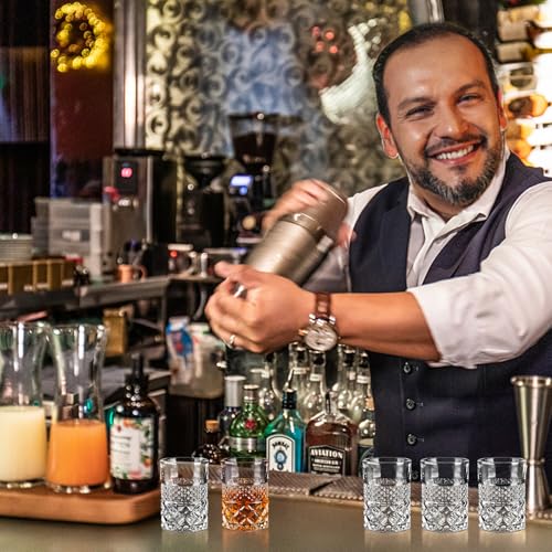 Crystal Heavy Base 2oz Square Shot Glasses Set for Liquor & Spirits - 6 Pack