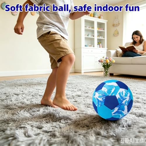 Indoor Soccer Ball Size 4 Kids Youth Safe Silent Play Blue - Champhox