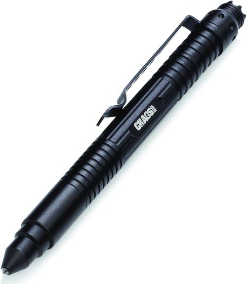 Chaos Ready Tactical Pen - EDC Pen with Pen Light, Window Breaker, DNA Catcher, Aircraft Aluminum, Police Gear, Discreet Black w/Gift Box