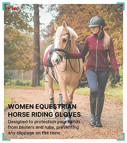 Women Horse Riding Gloves Winter Equestrian Gloves Black Medium