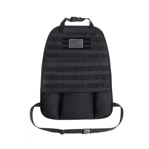 Tactical Molle Car Seat Back Organizer, Molle Multi-function Outdoor Tool Storage Bags with USA Flag Patch, Military Tactical Backpack Organizer Pouches, Multi-Pocket Carabiner Pouch (black)