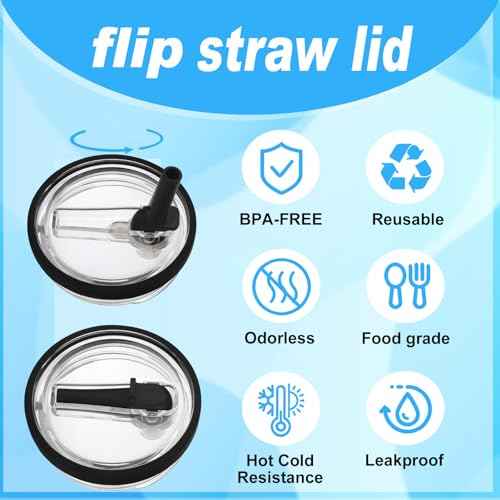 2 Pics 40oz Tumbler Flip Straw Lid For Stanley Quencher H2.0,Leak Proof Cup Top Lids Replacement Reusable Spill Proof No Spill Tumbler Straw Cover for Stanley Cup Accessories(2-pack-white)