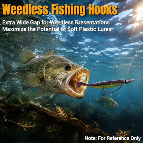 120Pcs Bass Fishing Worm Hooks Set - Offset Wide Gap High Carbon Steel
