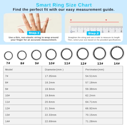 Smart Ring for Women & Men - Fitness & Health Tracker, Silver, Size 9