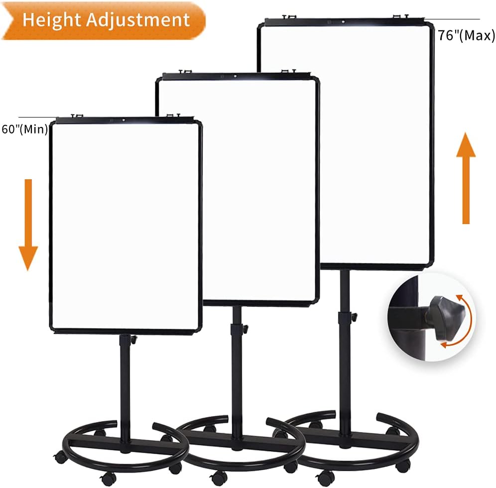 VIZ-PRO ECO Magnetic Mobile Whiteboard, 36 X 24 Inches, Easel Flipchart Stand Rolling Dry Erase Board with Paper Pads