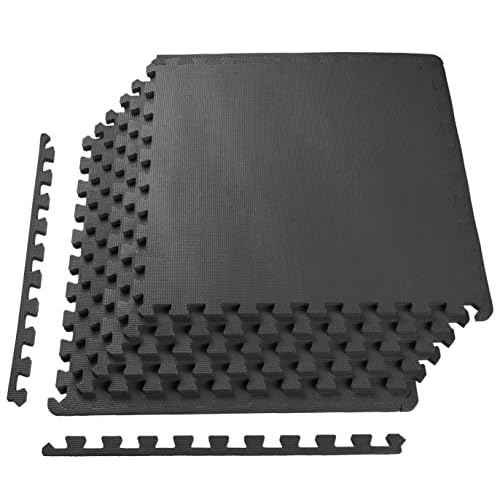 BalanceFrom 24x24 Inch EVA Interlocking Foam Exercise Tile Mat ? Non-Slip Puzzle Flooring for Home Gym, Fitness Studio, or Playroom with Multiple Thickness, Coverage Sizes and Color Options