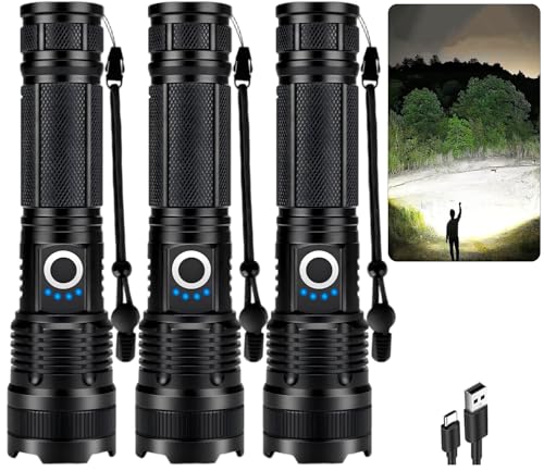 Rechargeable LED Flashlight 99,000 Lumens Waterproof Camping Light with Focus & Modes