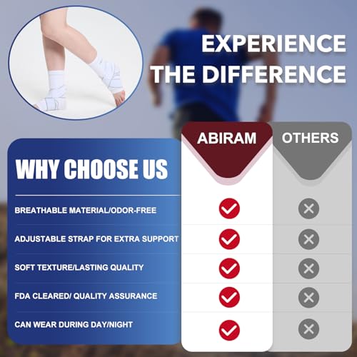 ABIRAM Ankle Brace for Women & Men, Ankle Compression Sleeve, Foot Sleeve with Wrap, Ankle Support, Foot Brace for Sprained Foot & Arch, Plantar Fasciitis Relief Socks, Achilles Tendonitis, Sports