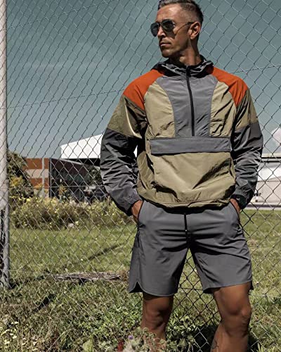 Men's Running Shorts 2 Pack - Black & Dark Grey, 7'' Quick Dry Athletic Gym Shorts with Pockets, Large