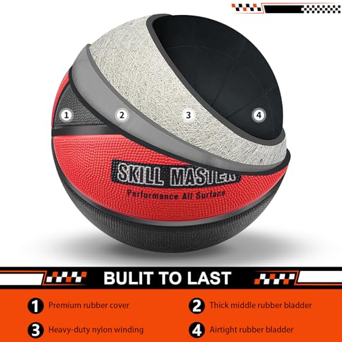 Kids Youth Basketball Size 4 - 25.5 Inch Rubber Indoor/Outdoor Ball - Black Red, Variation of THIS listing