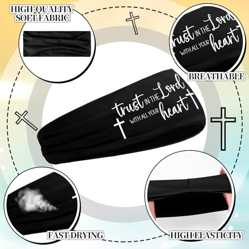 5 Pcs Christian Athletic Headbands Cross Headband for Men Women Bible Verse Workout Stretchy Sports Sweat Bands