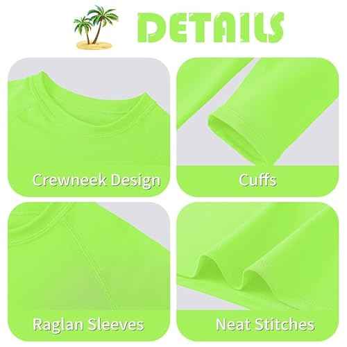 Boys UPF 50+ Rash Guard Neon Shirt Quick Dry Swim Shirts Long Sleeve UV Sun Protection Shirt for Kids Teens