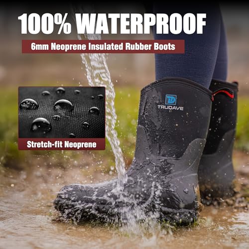 Men's Camo Rubber Boots - 8mm Neoprene Insulated, Waterproof, Anti-Slip Work Shoes