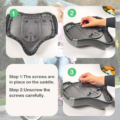 Oversized Bike Seat with Backrest - Comfortable Bicycle Saddle for Tricycles - Black & Grey
