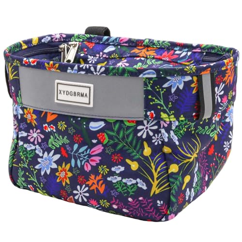 Kids Bike Basket,Bicycle Basket Front, Cute Front Frame Handlebar Bag with Reflective Straps Two Zipper Lip Fit Toddlers Bike Scooter,Waterproof Oxford Cloth Bike Basket for Boys, Girls