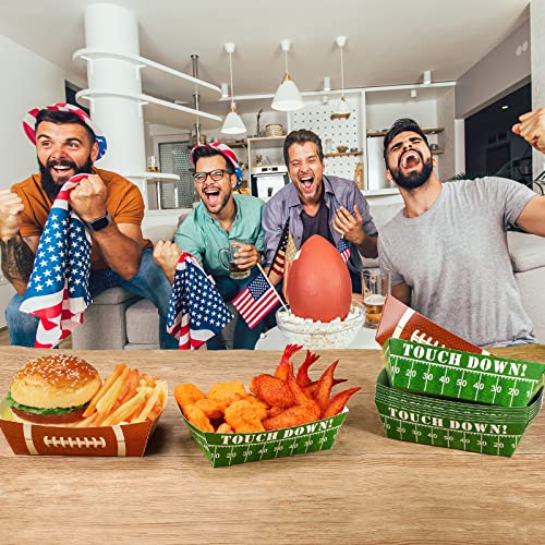 Football Party Serving Trays Set of 100 - Disposable Snack Plates for Sports Events