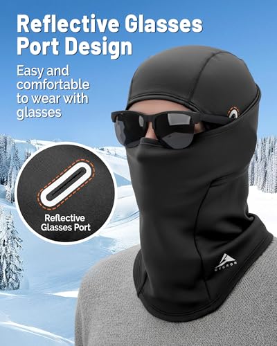 GXCROR Thermal Ski Mask for Men & Women, Windproof Balaclava for Snow, Black