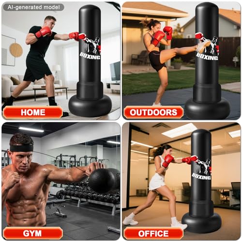 70 Inch Heavy Boxing Punching Bag with Gloves and Pump for Adults