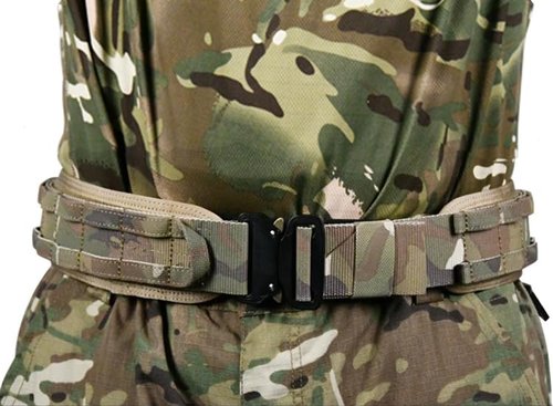 ULIONTAC 3 Layer Tactical Belt 1.75 inch - Quick Release Padded Molle System for Men 1000D Nylon Webbing Alloy Buckle Utility (CB,M)