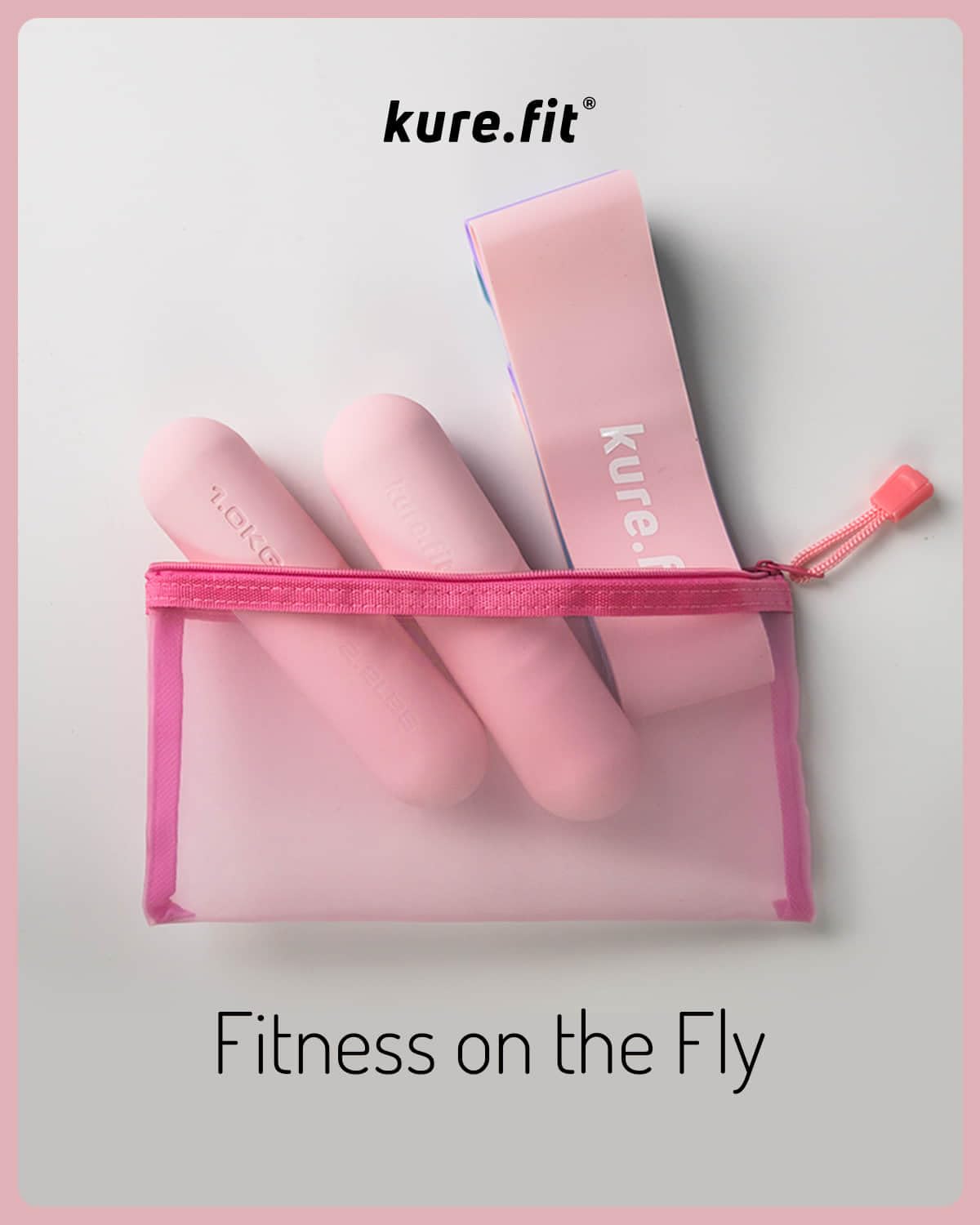 kure.fit Hand Weight Bars for Women (2.2 LB) | Resistance Booty Bands | Pilates, Yoga, Dance, Aerobics, Running, Cardio, Gym, Strength Training | Non-Slip | Portable Dumbbells | Women & Men | Pink