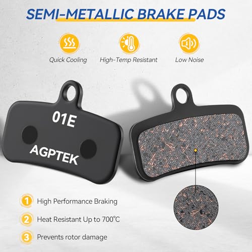 AGPTEK Bike Brake Pads, High-Performance Bicycle Brake Pad, 4 Pairs Mountain Bike Pad for Shimano/Tektro/TRP, Work Ebike/Mountain & Road Bike