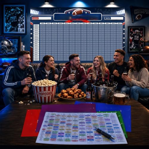 WishWeaver 2026-2027 Fantasy Football Draft Board Kit with 692+ Labels - Red & Blue Variants
