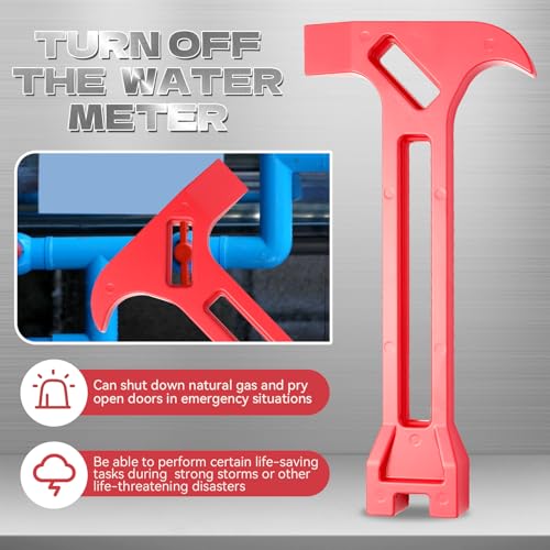 4-in-1 Emergency Tool ? Gas & Water Shut Off Wrench, Non-Sparking Pry Bar, Earthquake Survival Tool ? Firefighter-Designed, for First Responders & Home Safety£¨Red£©