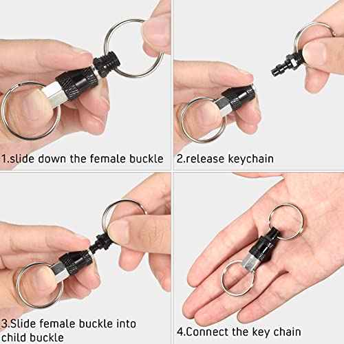 Quick Release Keychain Detachable Key Ring Pull Apart Keychain w/ 2 Split Ring Detachable Key Chain Key Attachment