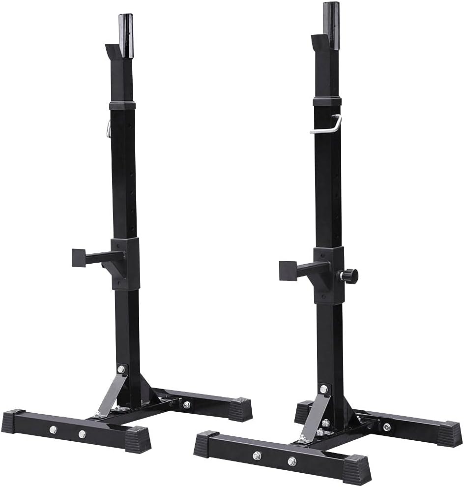 Yaheetech Pair of Adjustable Squat Rack Standard 44-70 Inch Barbell Rack, Solid Steel Squat Stands Bench Press Storage Home Gym Portable Dumbbell Stands