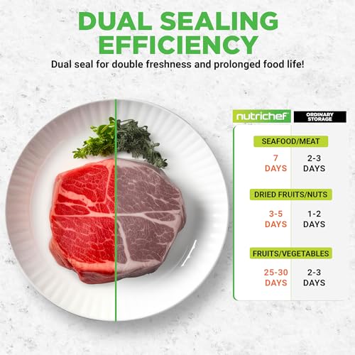 Nutrichef Red Automatic Food Vacuum Sealer with Double Sealing, Black, 16.14 x 7.08 x 5.71 inches