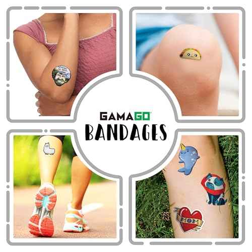 GAMAGO Taco Bandages for Kids & Kidults - Set of 18 Individually Wrapped Self Adhesive Bandages - Sterile, Latex-Free, Easily Removable - Funny Gift & First Aid Addition
