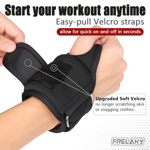 Wrist Weights with Thumb Loops - Black, 1 lb Pair for Fitness & Exercise