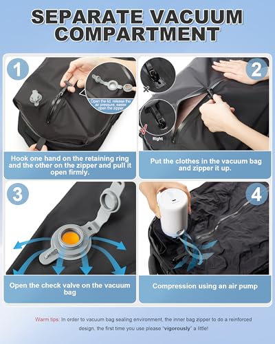Winspansy Vacuum Backpack Travel Bag with Air Pump - Black Large