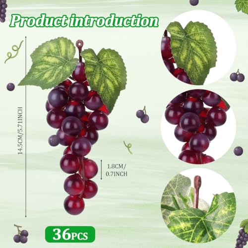Artificial Grape Set - Classic Style, Purple, 36 Pcs with Realistic Clusters