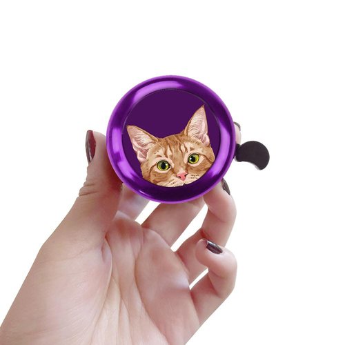 WIRESTER Purple Aluminum Round Bike Bell, Classic Ring Bicycle Bell, Bike Accessories Bell Ring for Adults Kids Girls Boys - Orange Tabby Kitten Cat