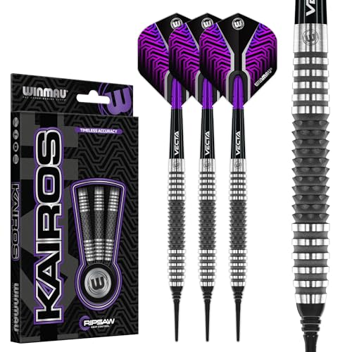 Winmau Darts Kairos Series 90% Professional Tungsten Soft Tip Darts Set with Dart Flights and Dart Shafts (Stems) - Available in 18g and Two Styles