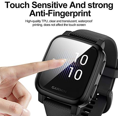 Suoman 3-Pack Garmin Venu Sq Screen Protectors Full Coverage Anti-Scratch TPU Bumper - Black+Black+Black