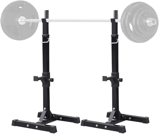 Yaheetech 45-71 Inch Adjustable Squat Rack and Bench Press Rack Portable Olympic Weight Stand Pair of Home Gym Squat Machine