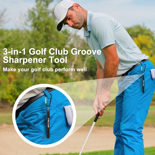 Golf Club Groove Sharpener 3-in-1 Cleaning & Sharpening Tool for Wedge and Iron