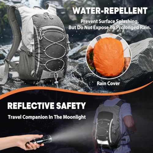 Lightweight 30L Hiking Backpack with Rain Cover - Black, Medium
