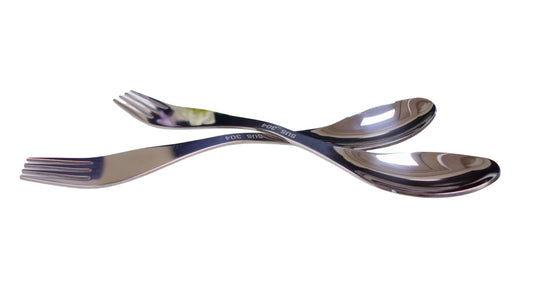 2 in 1 Stainless Steel Spork, Rust Proof Camping Utensil, Spoon Fork Combo Flatware Heavy Duty (2)
