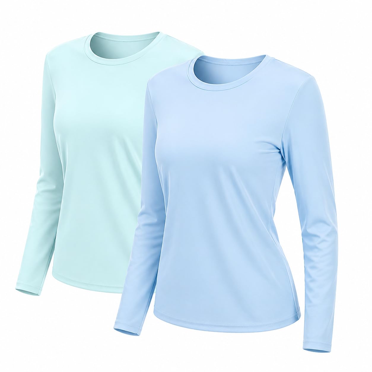 NebuKinex 2 Pack Rash Guard for Women UPF 50+ Sun Shirts UV Protection Long Sleeve Workout Tops Lightweight Quick Dry Swim Hiking Shirt Large