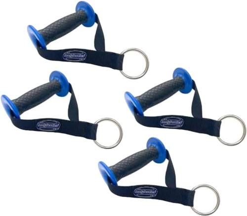 Bodylastics Resistance Band Handles, Ergonomic Gym Handles with Upgraded TPR Waffle Exercise Grips, Strong Handles for Resistance Bands with Nylon Webbing and Welded O-Rings