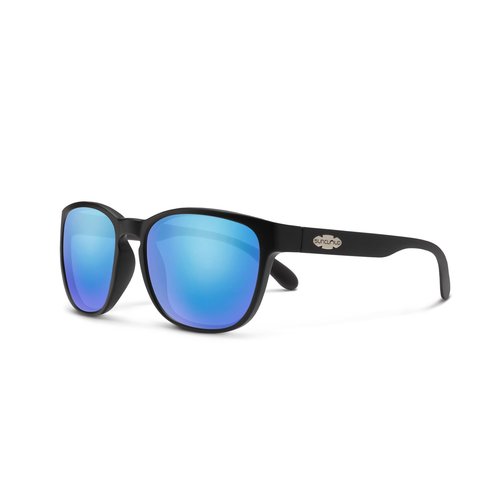 Suncloud Loveseat Polarized Sunglasses – 100% UV Protection – Comfortable Fit, Trendy Design – for Men & Women – Matte Black + Polarized Blue Mirror Lenses