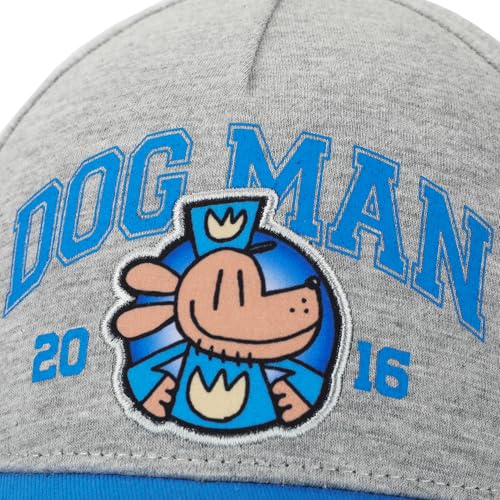 Dog Man Character Snapback Hat Youth Gray & Blue Adjustable Cap