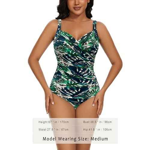 Aqua Regina Plus Size Swimsuit for Women One Piece Bathing Suit Ruched Tummy Control Adjustable Swimwear